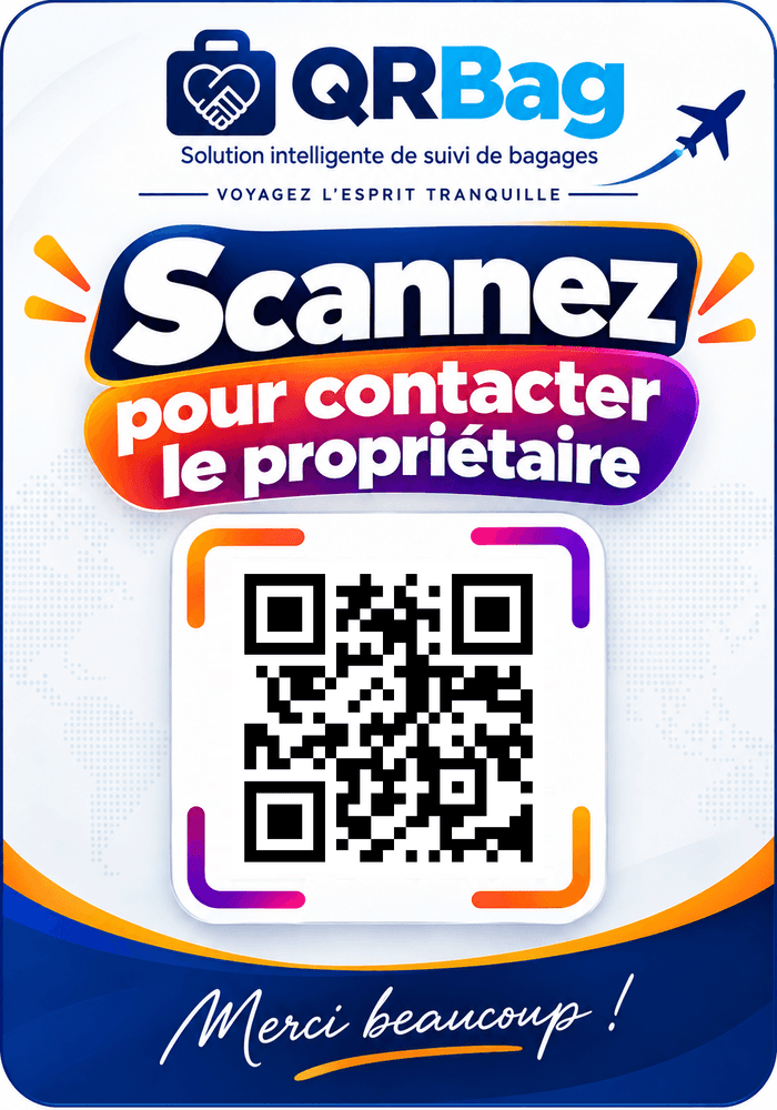 Étiquette QR officielle QRBags 7×10 cm